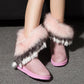 Plush Women's Shoes Winter Snow Boots Cotton Shoes Plus Velvet Flat-bottomed Middle Tube Warm Shoes Winter Boots