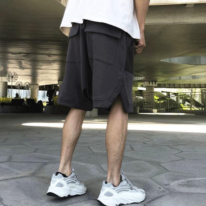 Street Trend Hip-hop Loose Shorts Gray Men's and Women's Summer Cotton High Street Knitted Five-point Pants Shorts