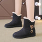 Women's Boots 2021 Winter Plush Nubuck Leather Sleeve Fashion Wedge Heel Faux Plush Warm Comfortable