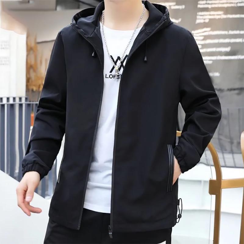 Men's Jacket Korean Version of Trend of Casual Autumn Tooling Fashion Men's printing Hooded Jacket Autumn