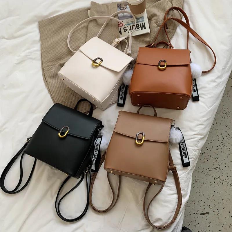 Soft PU Leather School Satchel Women's Backpack Casual Multilayer Large Capacity College Shopping Travel