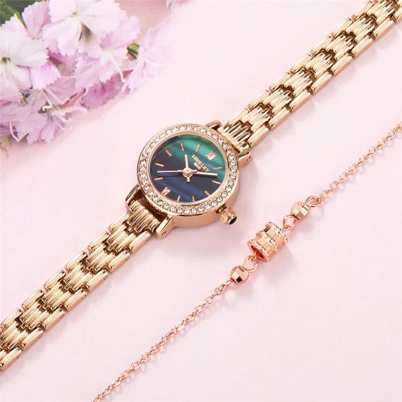 Women's Luxury Diamond Trend Quartz Watches Classic Vintage Disc Watch Rhinestone Bracelet Watches Birthday Gift Watches