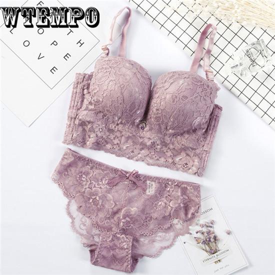 Lace Sheer Lingerie Set Women Intimates 2019 Underwire Transparent Sexy Bra and Briefs Underwear Set