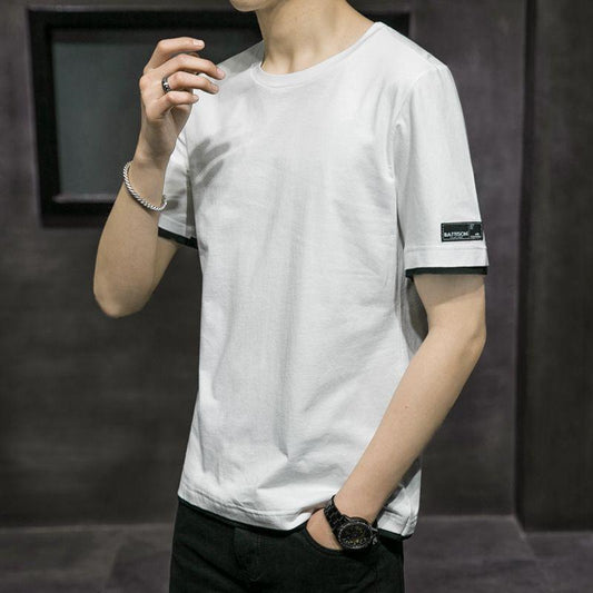 100% Cotton Men's Short-sleeved T-shirt Student Summer Half-sleeved T-shirt