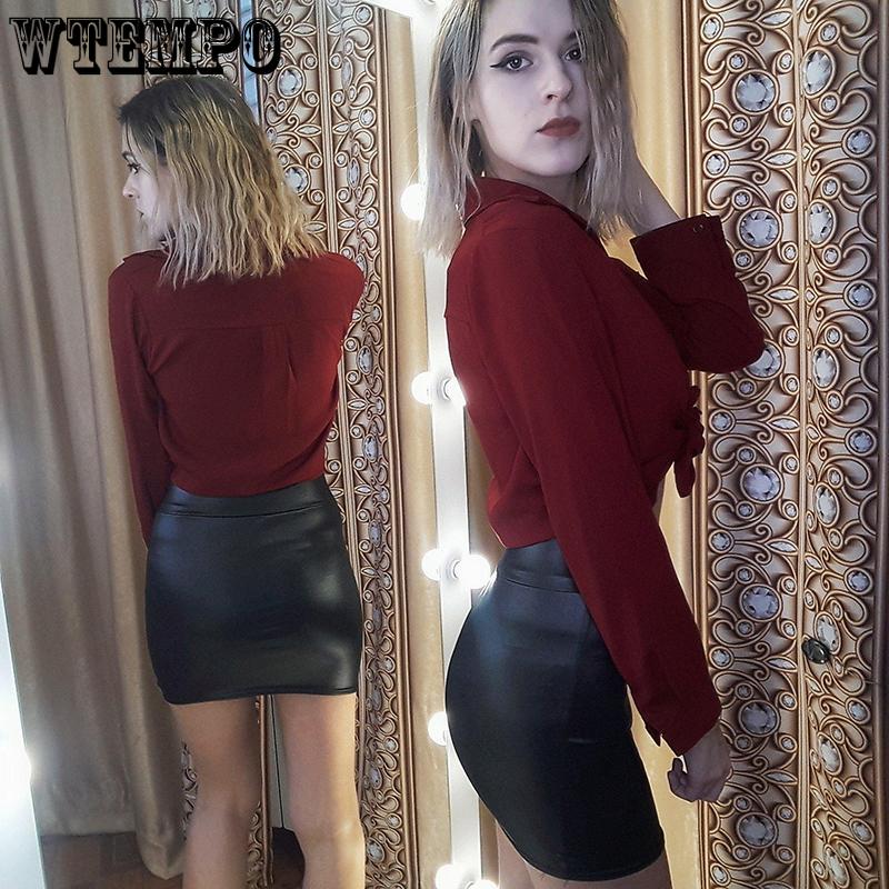 Women Sexy Black PU Leather Pencil Bodycon High Waist Mini Short Skirt