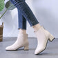 Women's Thick Heel Short Boots Autumn and Winter Trend All-match High-heeled Boots Short Tube High-top Shoes Square Toe Plus Fleece Boots