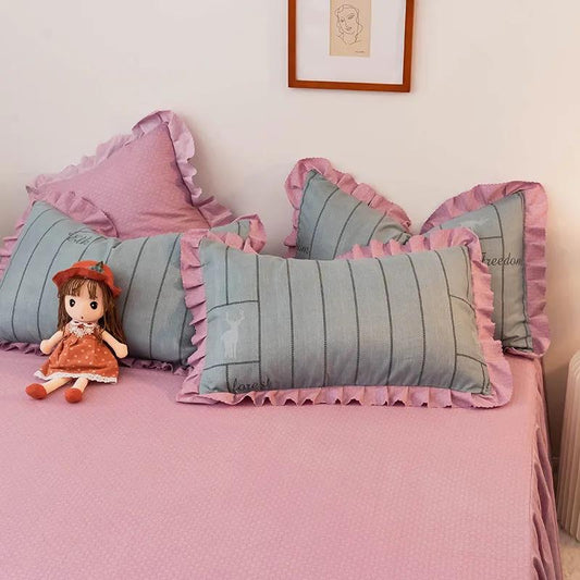 Pastoral Print Lace Pillowcase Plus Size 48*74cm Two-pack Pillow Core Dust Cover Student Dormitory