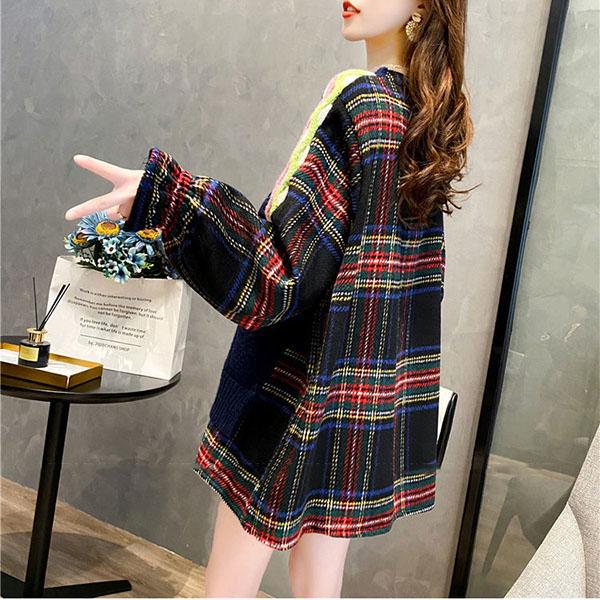 Fake Two-piece Sweater Women Loose Outside Wear Autumn and Winter Lazy Style Shirt Stitching Knitted Top Students