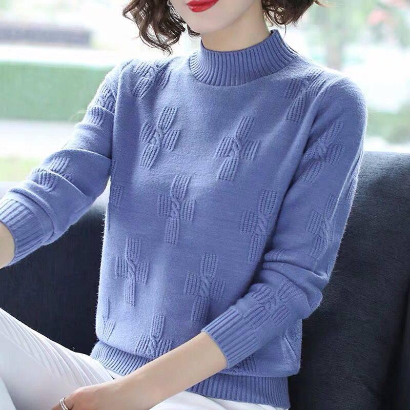 Knitted Sweaters Winter Women Casual High Neck  Sweater Female Long Sleeve Pullover Loose Jumper Tops