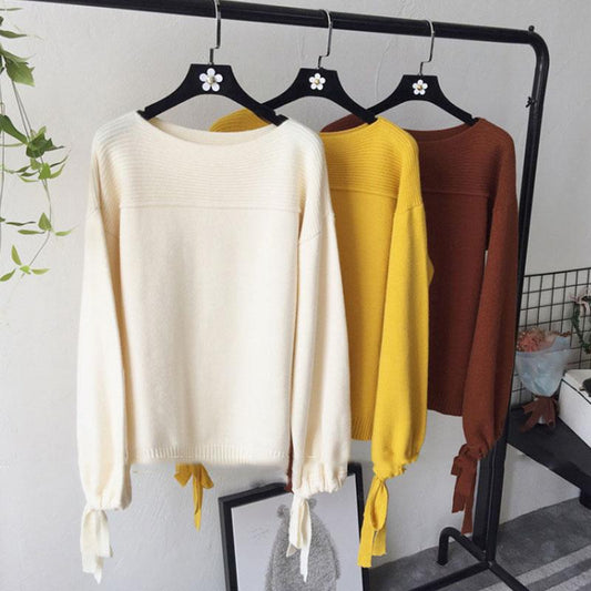 Lantern Sleeve Loose Pullover Women's Knitwear Blouse Puffy Sleeve Outer Wear Coat