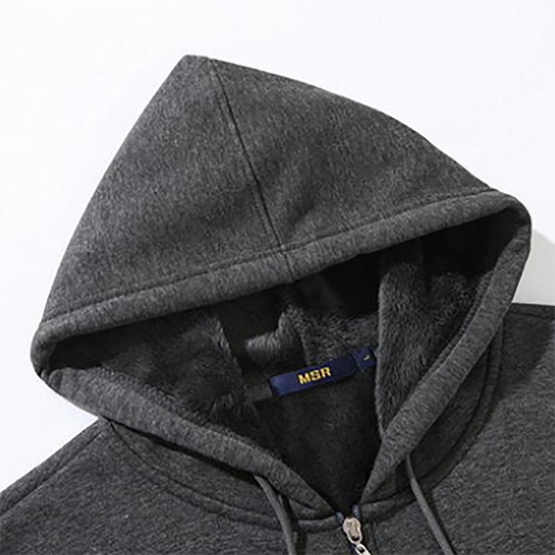Autumn and Winter Sweatshirts Plus Fat Plus Size Plus Velvet Thick Men's Sweater Pure Cotton Hooded Zipper Fat Sweater