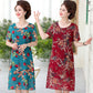 Chiffon Dress Loose Large Size Short Sleeve Summer Middle-aged Women's Dress