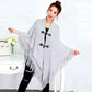 Autumn Outer Wear Shawl Cloak-style Cardigan with Buckle Loose Jacket Women's Autumn and Winter Mid-length V-neck Knitted Cloak