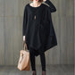 Large Size Women's Dress Loose Cover Belly Black Skirt Round Neck Pocket Jacket