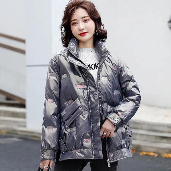 Winter Thick Warm Short Parkas Women Elegant Zipper Short Cotton Jackets Female Wash Free Sequin Embroidered Wadded Jacket