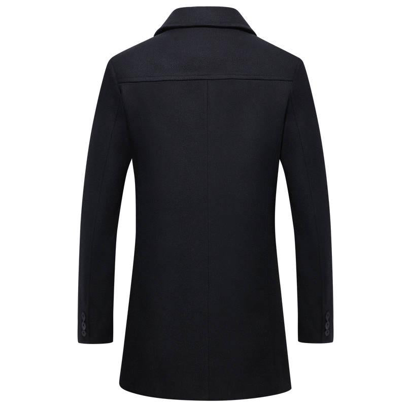 Winter Men Fashion Woolen Coat Casual Long Sleeve Solid Woolen Outwear Coat Male Long Overcoat 2019