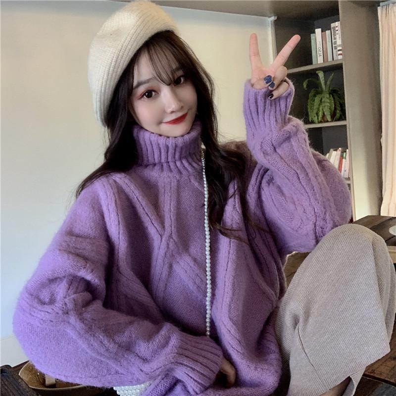 Women's Pullover Sweater Loose Bottoming Sweater Wear Outside Lazy Style All-match Knitted Top