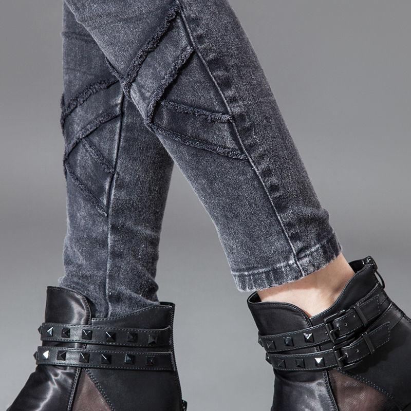 WTEMPO Women's Jeans Large Size Tight Elasticity Small Feet Pencil Pants Was Thin and High Waist Elastic Denim Leggings