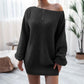 Sweater Women's One-shoulder Pullover Knitwear Mid-length Fluffy Casual Trend Sweater Dress European and American Style Jumper
