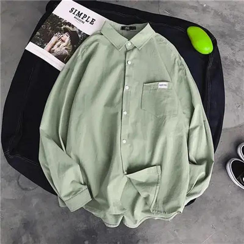 Spring and Autumn Shirts Men's Korean Trend Shirts Simple Inch Shirts Casual Bottoming Shirts Jacket Tops