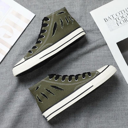 Canvas shoes men's high-top sneakers Korean casual wild tide shoes small dirty orange mid-top shoes