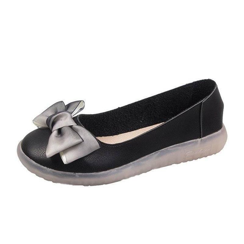 Tendon Soft Sole Flat Shoes Women's Bowknot Soft Sole Nurse Shoes Flat Shallow Mouth Women's Single Shoes Nurse Shoes
