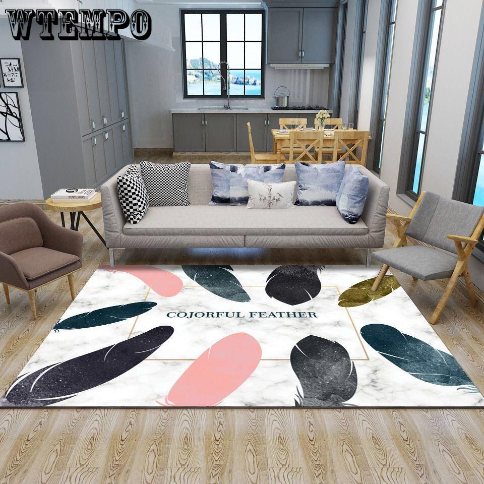 Modern Nordic Living Room Carpet Anti-Slip Soft Room Carpets Area Rugs Bedroom Large Mats