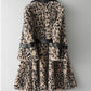 Winter Fashion Warmth Thick Leopard Grain Granular Fleece Faux Mink Fur Coat Women's Mid-length Slim Waist Coat Outwear