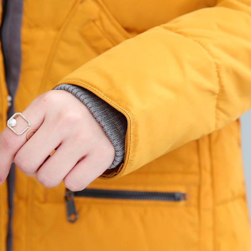 Mid-length White Duck Down Jacket Women Fashion Self-cultivation Knit Hat Fake Two-piece Winter Jacket