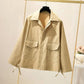 Spring Autumn Loose Casual Sweatshirt Jacket Women's All-match Slim Retro Work Jacket Solid Color Lapel Zipper Jacket