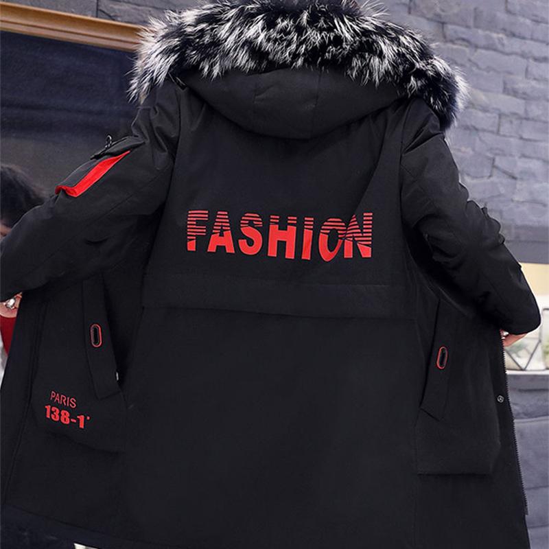 Autumn and Winter Men's Trendy Jacket Mid-length Plus Velvet Thickened Student Windbreaker