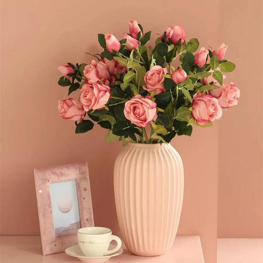 Bulgarian Rose Simulation Bouquet Fake Flower Decoration European Plastic Flower Decoration Silk Flower Living Room Table Decoration