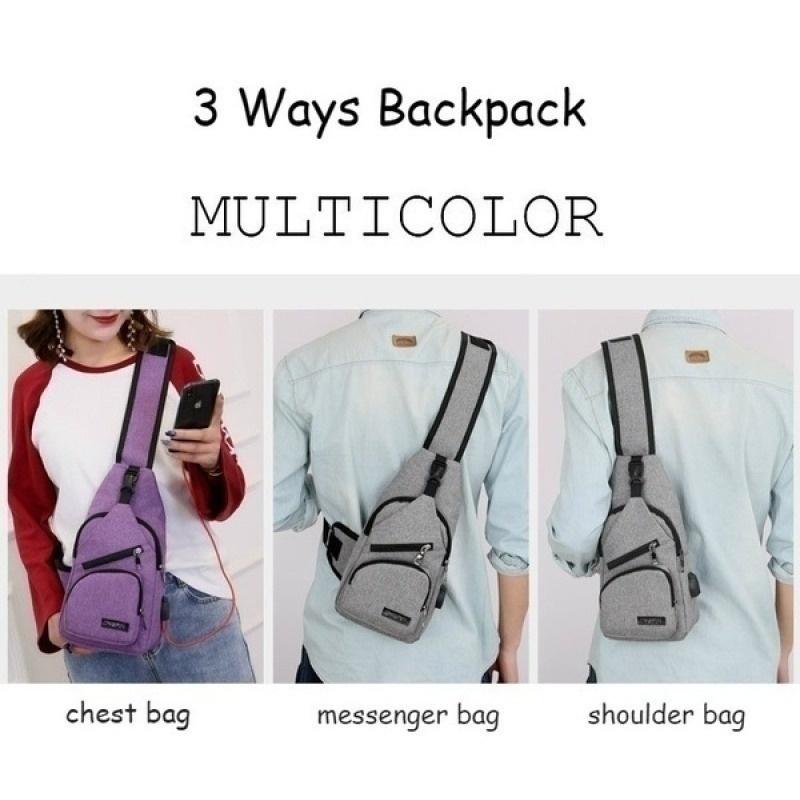 Large Capacity Bag Casual Outdoor Travel USB Charging Port Sling Bag Chest Bag for Men Crossbody Bag