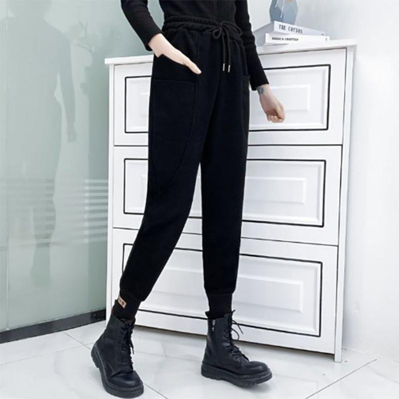 Large size casual sports leggings sweatpants high waist elastic commuter all-match slim harem pants women