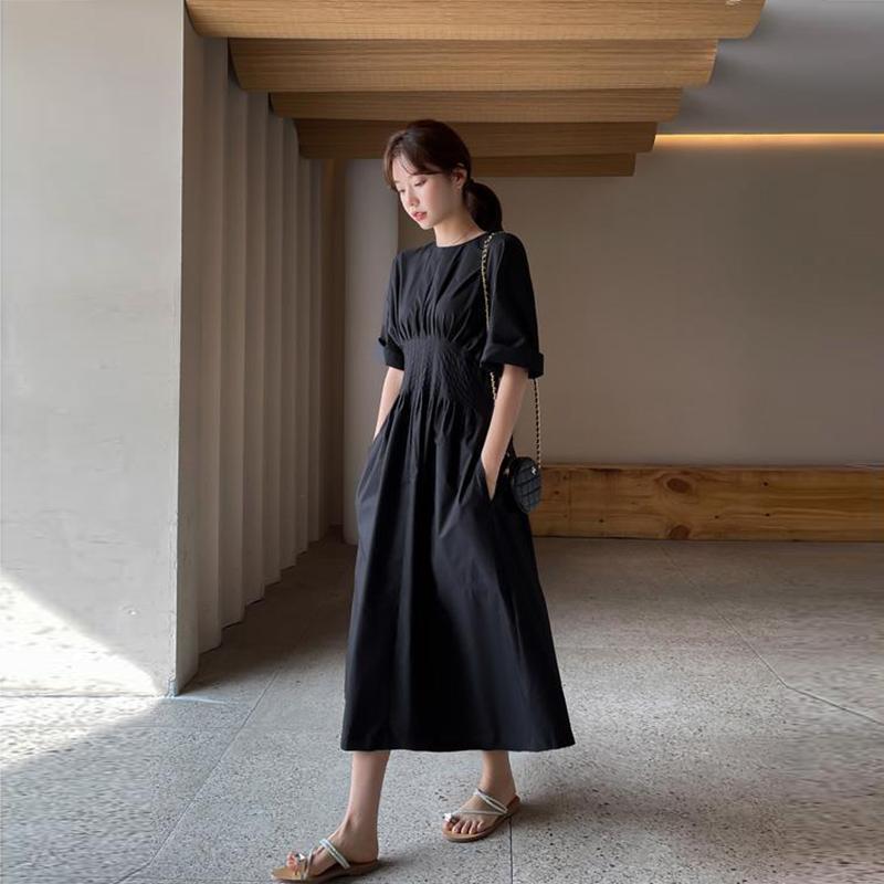 Dress Female Summer 2021 High Waist and Thin Temperament Tea Break Dress French Retro A-line Skirt Over The Knee Long Dress