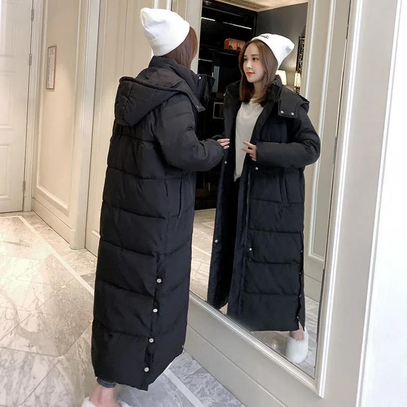 Women's Cotton-padded Jacket Loose Art Test Cotton-padded Jacket Autumn and Winter Long Over-the-kneeWinter Warm Jacket
