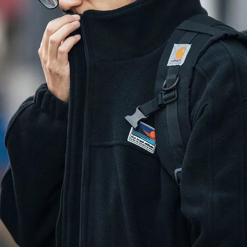 Autumn and Winter Polar Fleece Cardigan Loose Couple Can't Afford The Ball Sweater Stand-up Collar Casual Jacket Jacket Men