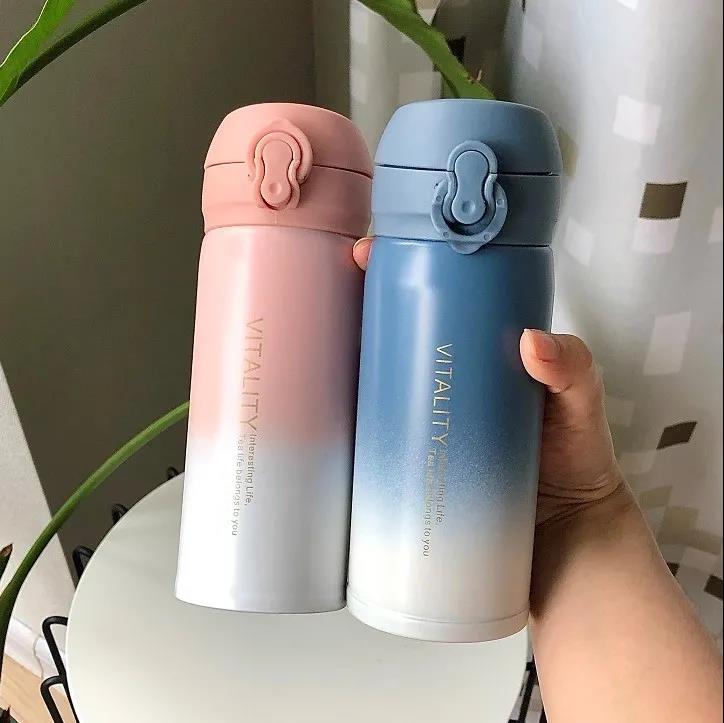Stainless Steel Large-capacity Vacuum Flask for Male and Female Students Korean Version of Simple and Cute Water Cup High-value Portable Cup
