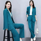 2PCS Women's Spring Suit Suit Professional Wide Leg Pants + Loose Jacket Two-piece Ladies Casual Elegant Suit
