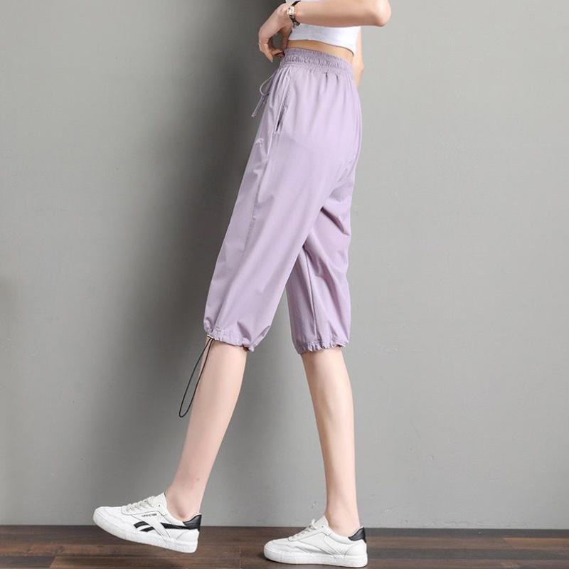 Ice Silk Cropped Pants Women's Large Size Loose Sweatpants Women's Summer Thin Casual Harem Pants Student Wide-leg Pants