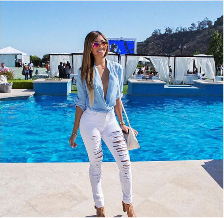 Women Denim Jeans High Waist Button Skinny Pencil Pants Stretch Long Trousers JeanS