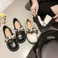Female British Loafers Summer Small Leather Shoes Retro Medium Heel Comfortable Shoes Cute Low Wedge Lady Shoes with Skirt Lolita Shoes for Girls