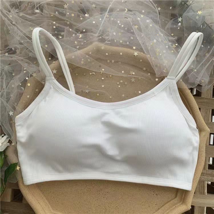 Cross Style Beautiful Back Suspender Vest Gathered Wrap Chest Rag Top Backing Anti Light Hand Holding Girl's Solid Color Bra