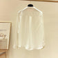 White Shirt Temperament Was Thin V-neck Long-sleeved Loose Solid Color Shirt Female Super Fairy Blouse Work Clothes Suit with Shirt