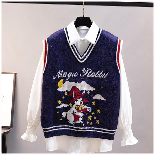 Knitted Vest Women's Spring and Autumn Style Western Style Trendy Outerwear Sweater
