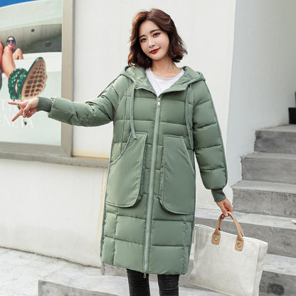 Winter Down Women's Mid-length Loose Straight-leg Temperament Padded Jacket Plus Size Korean Padded Jacket