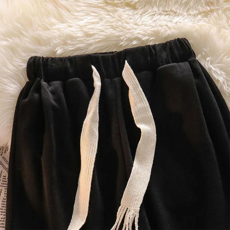 Women's Autumn High Waist Drawstring Wide Leg Sports Pants Korean Style Loose Beam Leggings Casual Guard Pants Ins Walking Pants Fitness Pants