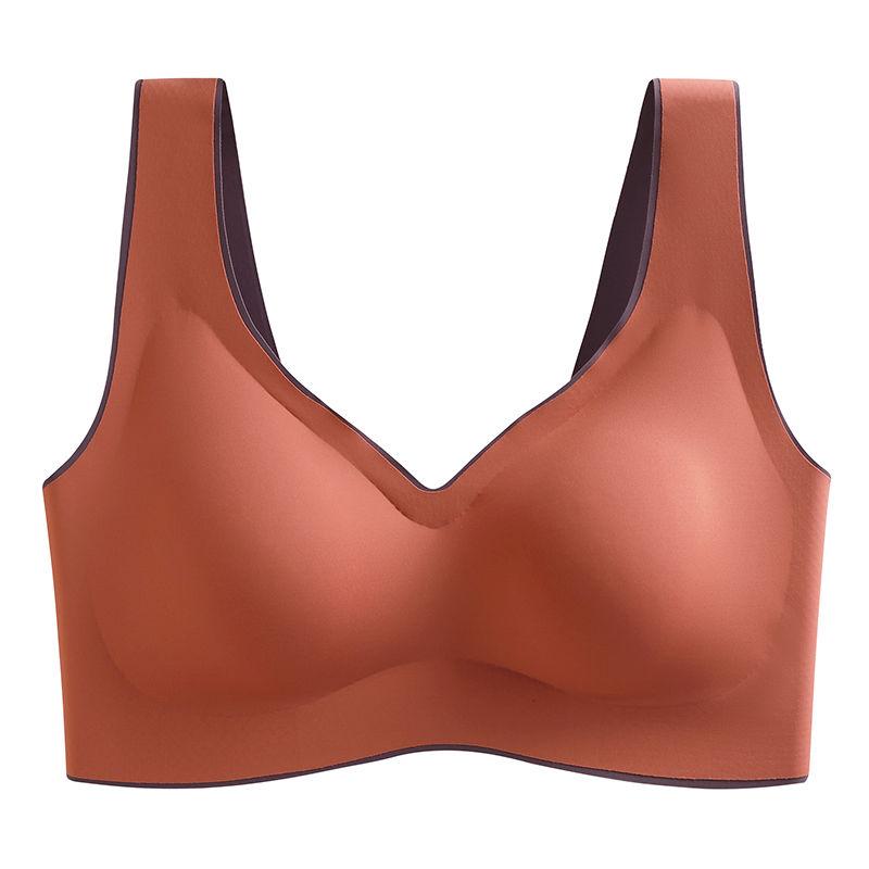 Latex Seamless Underwear Women's No Steel Ring Summer Thin Section Gather and Close The Milk Sports Vest Sleep Bra Latex Underwear Seamless