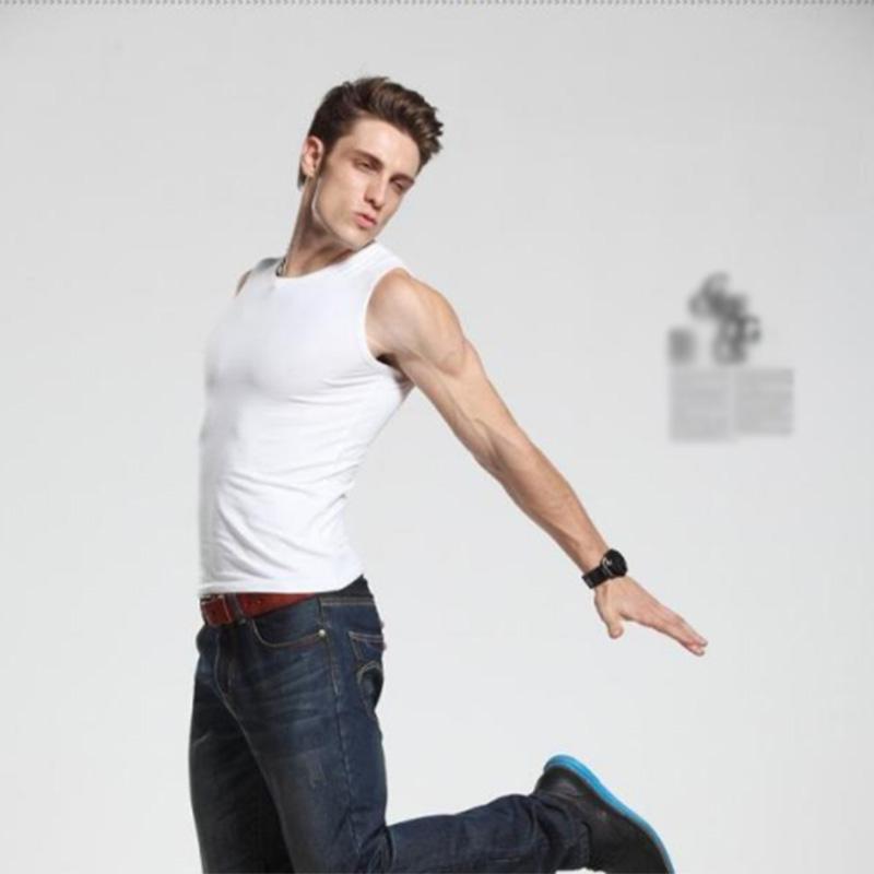 Men's Solid Color Vest Wide Shoulder Youth Slim Fit Tight Loose Fitted Undershirt Large Size Sports Vest Sleeveless Vest
