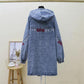 Women Spring Mid-length Denim Jacket Female Loose Versatile Autumn Large Size Hooded Casual Denim Coat